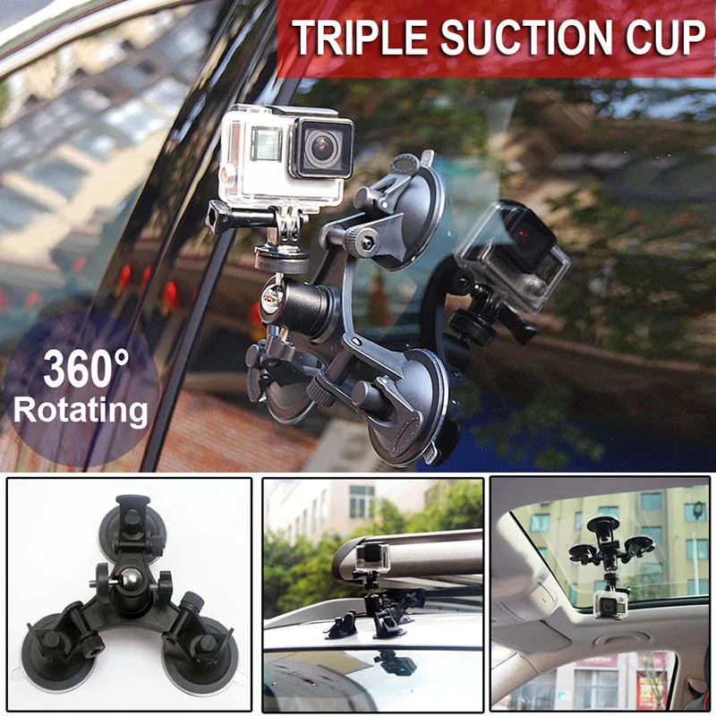 Triple Suction Cup Mounts For Hero 3+ /4 /5  For Go Pro HD Camera For GOPRO Triangular Suction Cup Accessories
