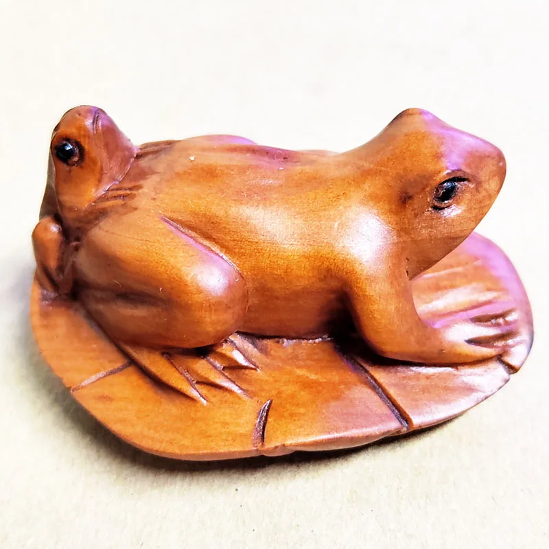 

Q5001- 2 "резная вручную фигурка Netsuke из ящика резьба: лягушка