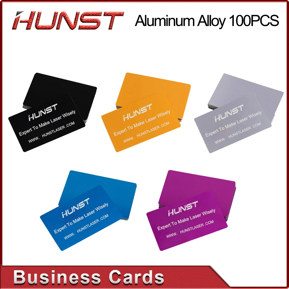 Hunst 100PCS/LOT Business Name Cards Multicolor Aluminium Alloy Metal Sheet Testing Material for Laser Marking Machine
