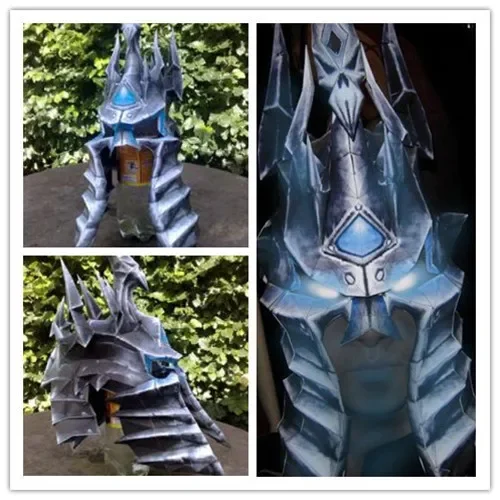 1:1 Scale WOW Lich King Arthas Menethil Death Knight Helmet Paper Model Puzzles Handmade Toy DIY