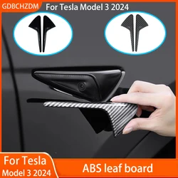For Tesla New Model 3 Highland 2024 Side Camera Cover Lens Protector Black White Red Shiny Matte Carbon Fiber Pattern