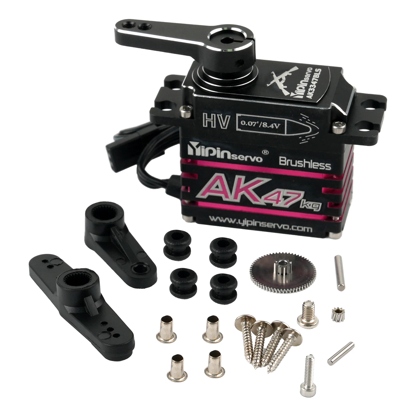 YIPINServo AK47 47KG HV Brushless Digital Servo Waterproof All-metal Case High Torque for 1/10 1/8 Model Car 180/270/357/360°