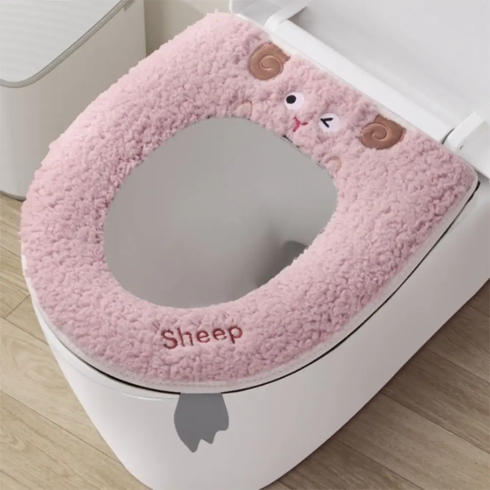 

Toilet Cushion Cover Cartoon Toilet Seat Cover Warm Detachable Velvet Toilet Seat with Zipper Washable Toilet Seat Cushion Home