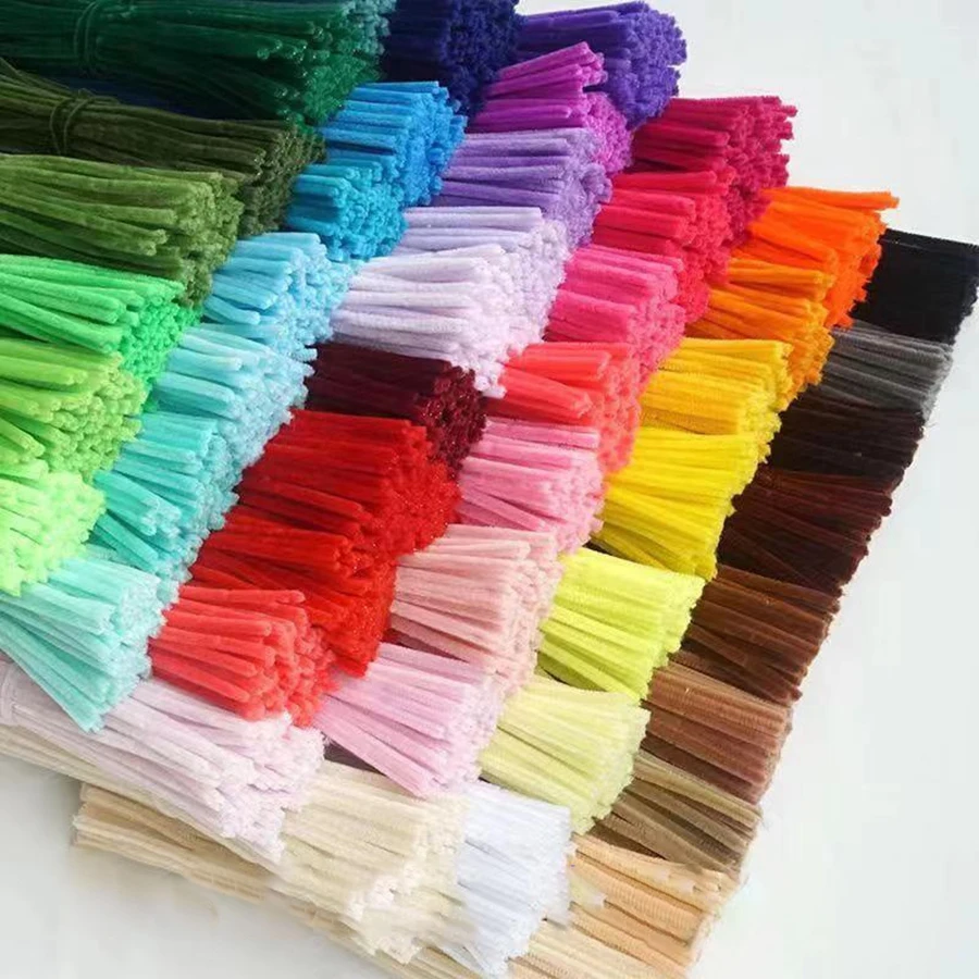 100pcs Chenille Stems Toys DIY Strips Twist Bar anvil Wire craft Pipe Creative hobby Children Plush Stick Chenille Sticks