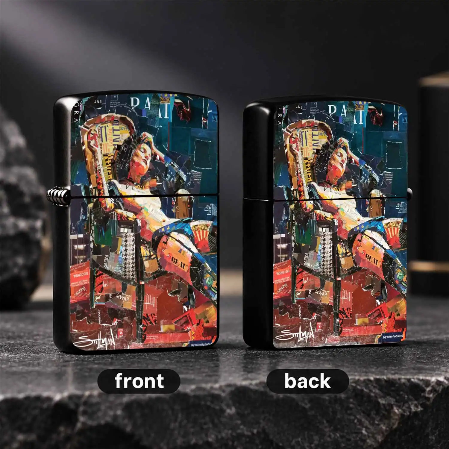 Creative Collage Art Lady Pattern Lighter, Exquisite Aesthetic Decor Ornament, Multi-Scene Practical Tool For Candle Incense Camping, Unique Stylish Personalized Gift For Art Lovers, Portable Durable Daily Use Accessory A Humorous And Inter