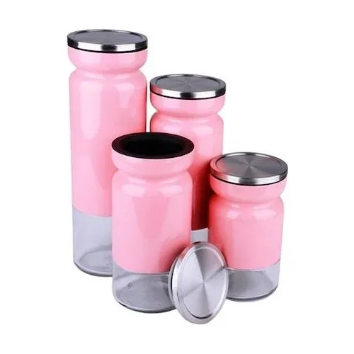 Kosova DK-075 Metal 4'lü Jar Set Pink