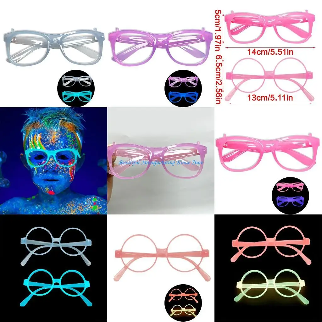 Gafas noctilucous E56A para espectáculo danza para niños y adultos, montura gafas fluorescentes para fiesta Rave, gafas en