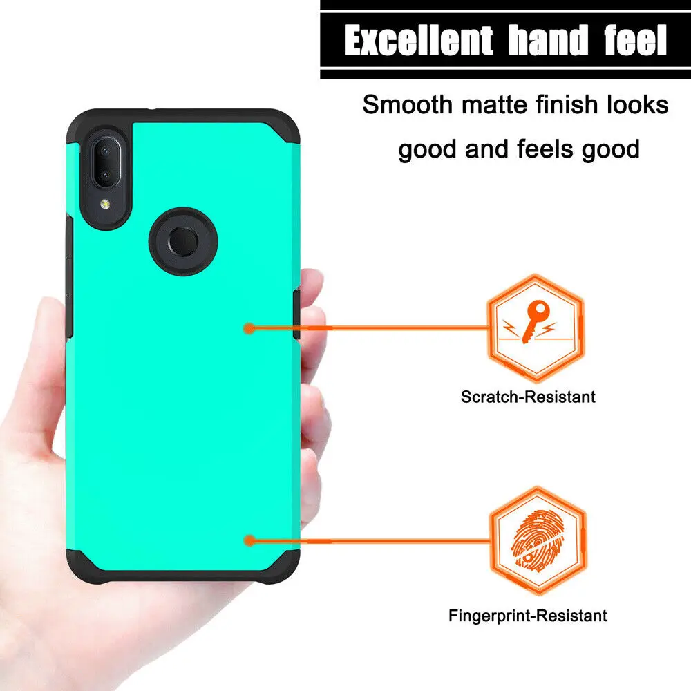 For Alcatel 3V 2019/5032w Shockproof Hybrid Bumper Hard Armor Rubber Case Cover+Tempered Glass Screen Protector