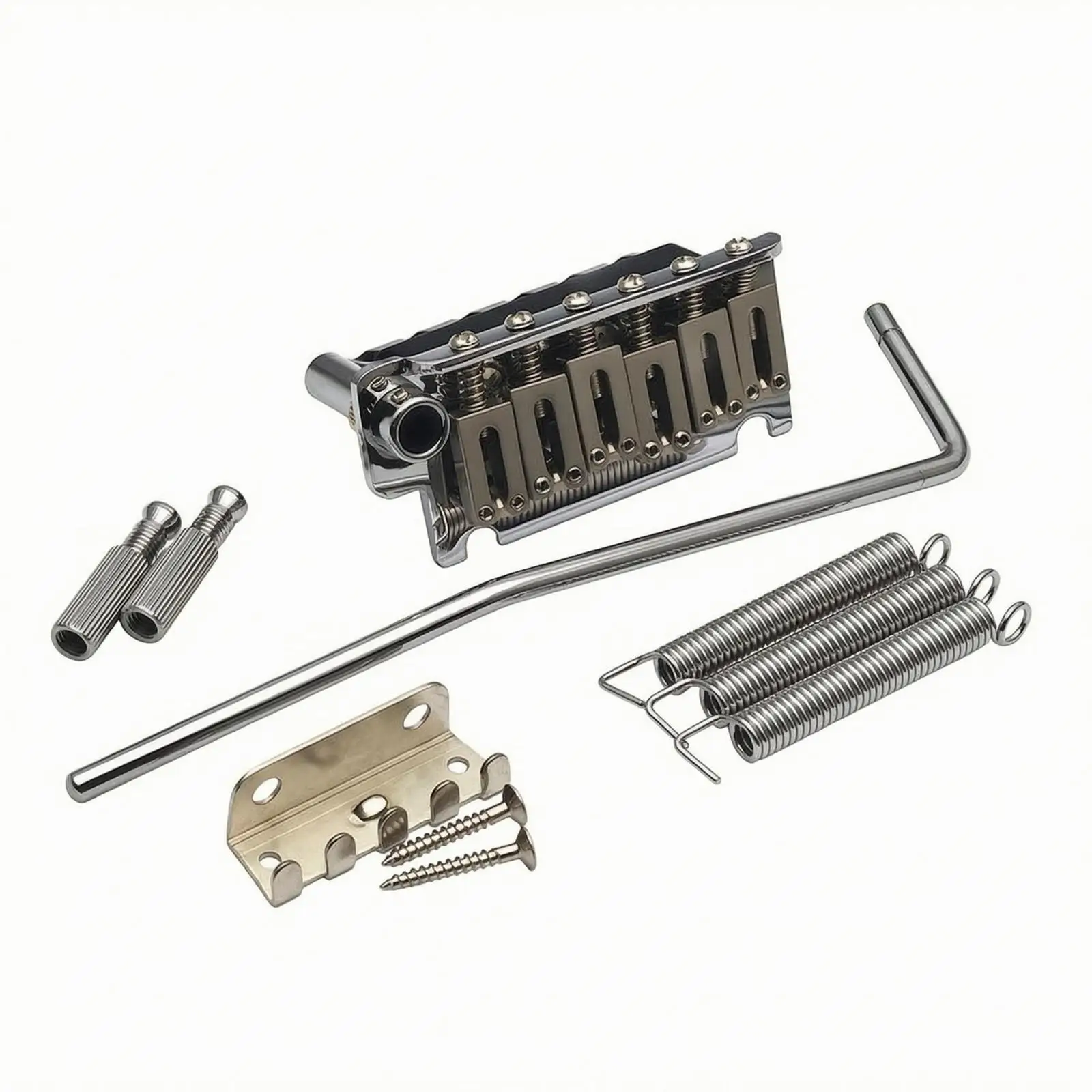 Locking Tremolo Bridge for Electric Guitar Two Point Mount Silver Tone with Screws Posts
