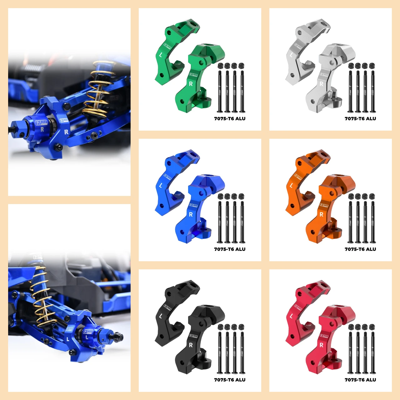 

GPM 7075 Alloy Front Caster Blocks (C-Hubs) TRAXXAS Mini Maxx / Mini XRT 10732