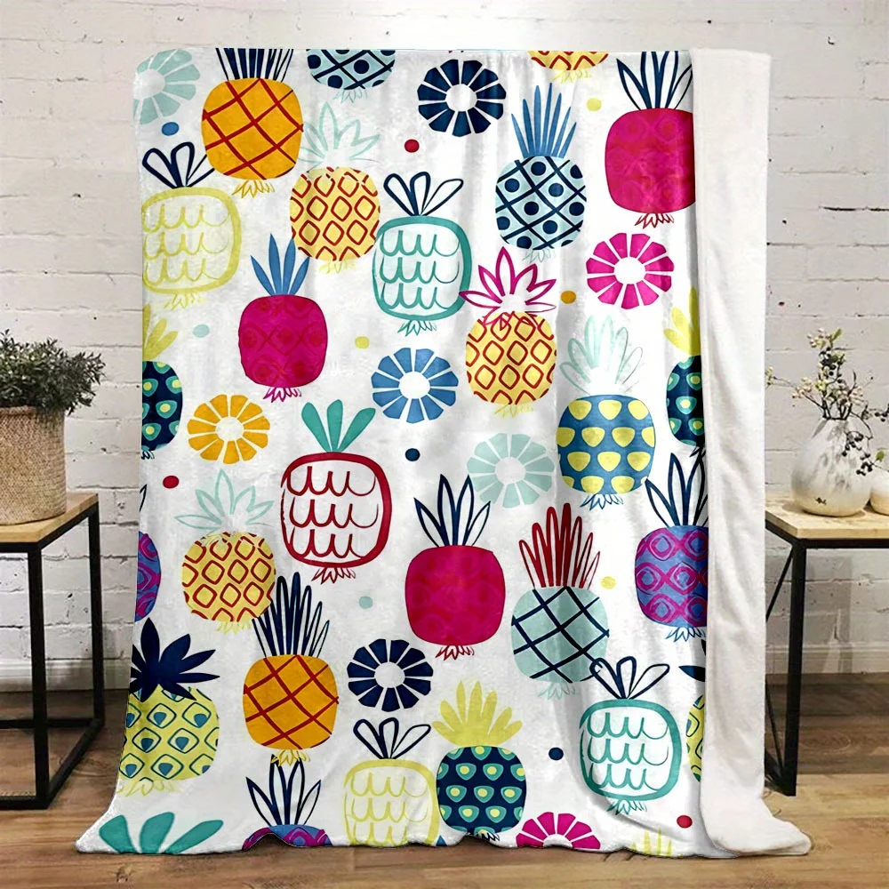 Tropical Pineapple Bliss Blanket Reversible Flannel Throw for Summer Vibes AllSeason Comfort Fruity Fun Gift