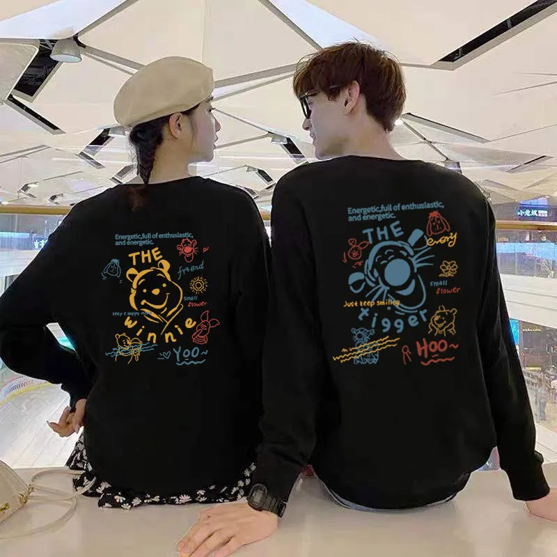 2025 جديد ويني ذا بوه على الوجهين مطبوعة زوجين ارتداء سترة الخريف والشتاء زوجين سترة قسط IFashion سترة #2