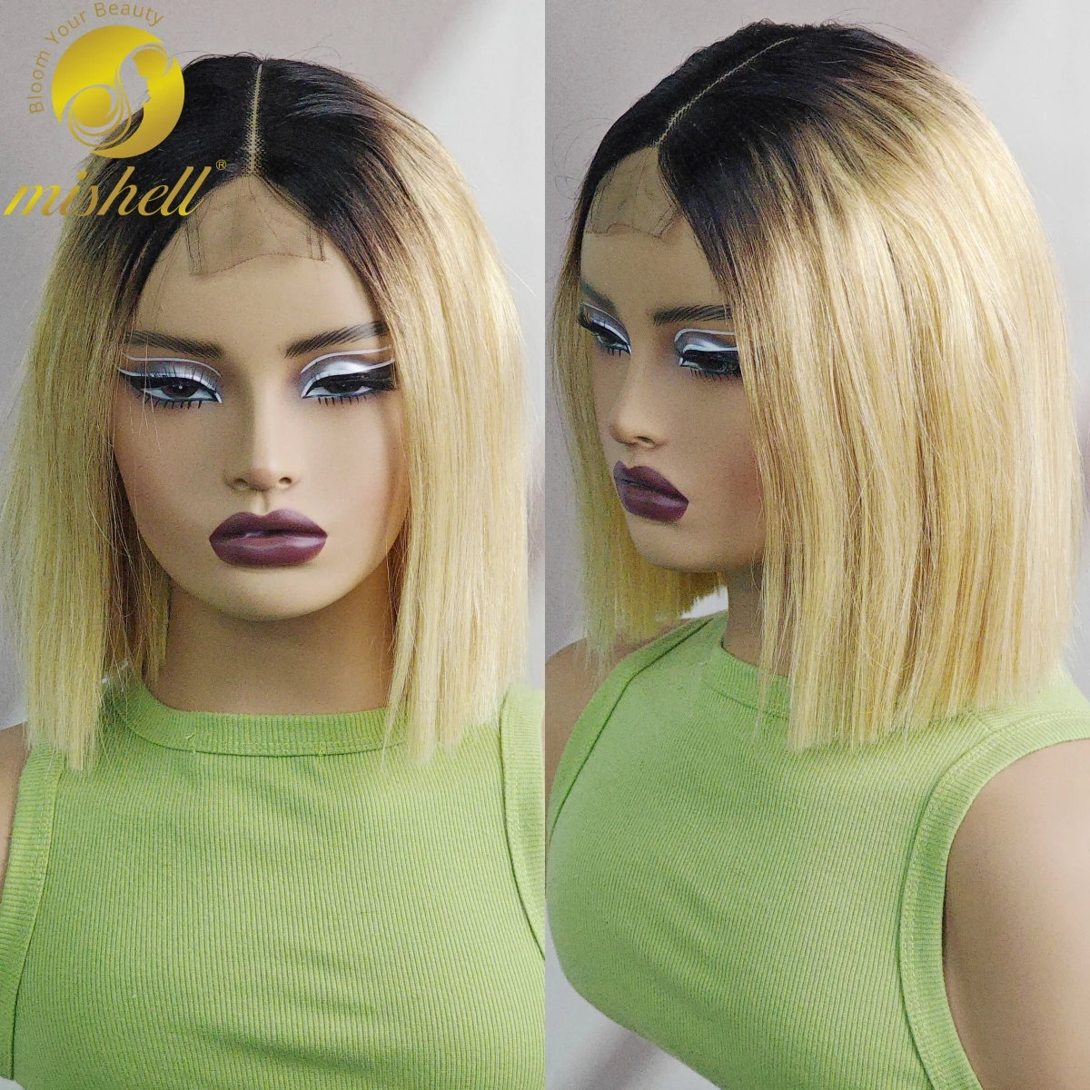 

Straight Bob Wig 180% Density Human Hair Wig 2x6 Lace T1B-27 Color Short Straight Colored Bob Wig PrePlucked Brazilian Hair Wigs