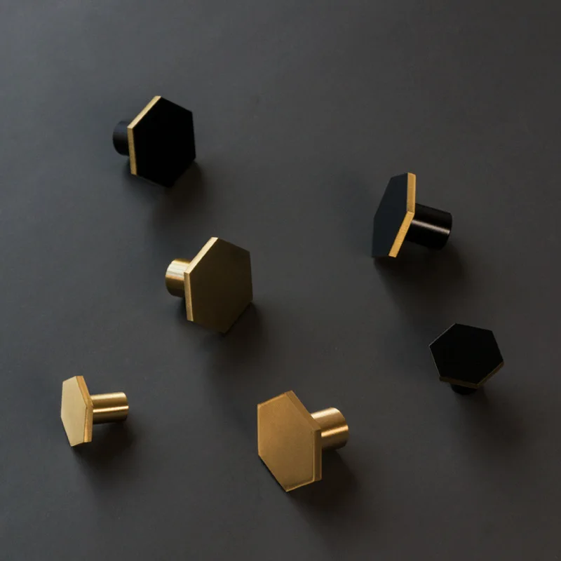 Hexagon Single Hole Drawer Handle Gold Black Zinc Alloy Furniture Knob for Kitchen Cupboard Bedroom Wardrobe Bathroom Cabinet image 6