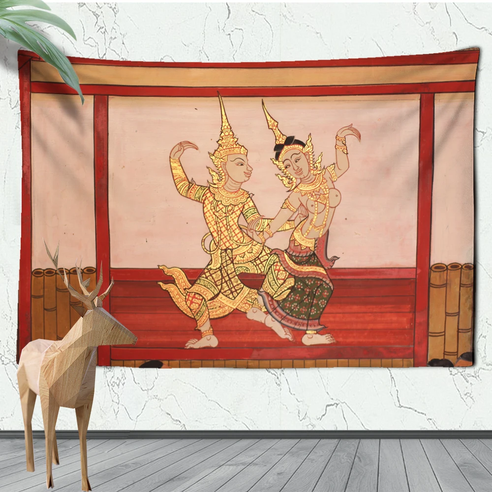 Thailand, murals, background focus, wall hanging tapestries, pictorial sculptures, Bohemian bedroom decoration accessories, Egyp