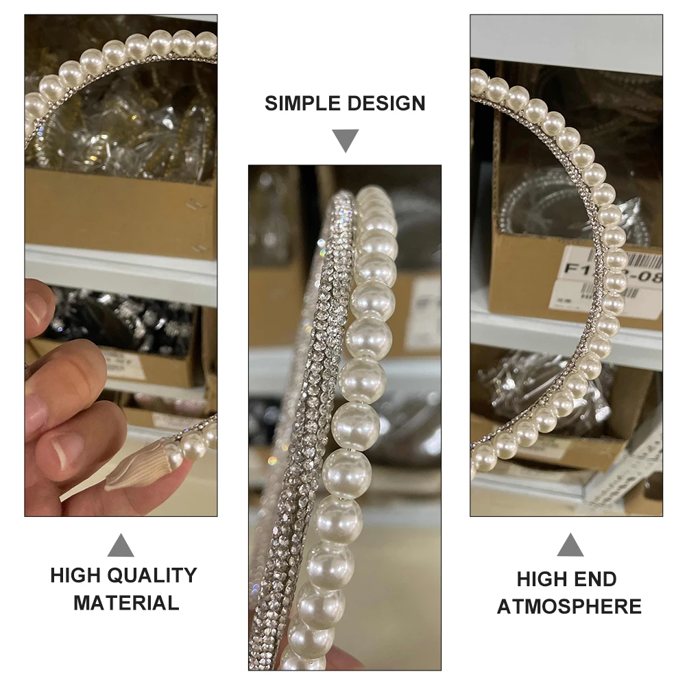 

Rhinestone Artificial Pearl Headdress Alloy Hair Decor Wedding Party Banquet Decorative Headband Rhinestone Headdress