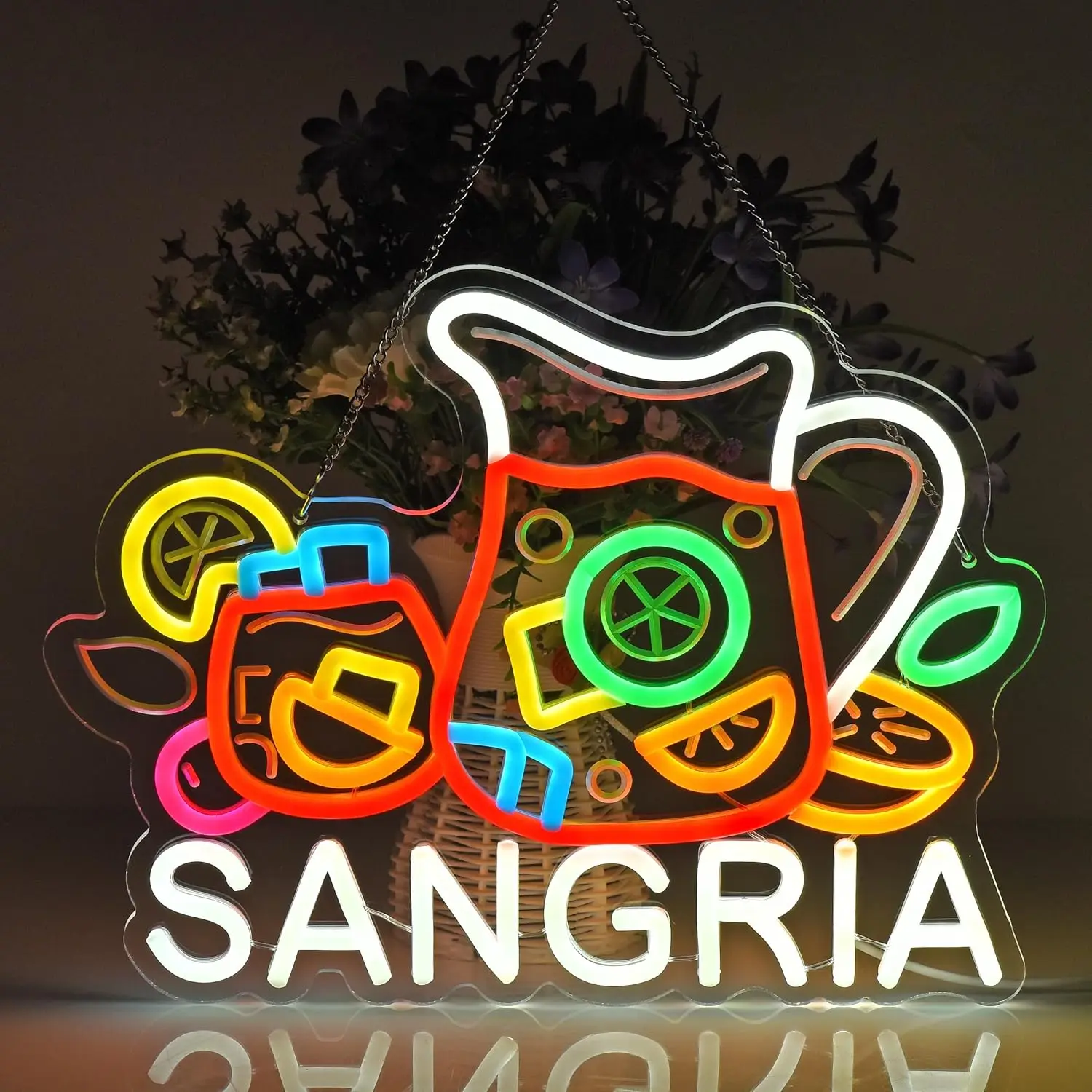 

Sangria Neon Sign Wall Art Decor Dimmable LED Neon Light USB for Restaurants Shop Bar Kitchen Garden Party Home Decor Gifts
