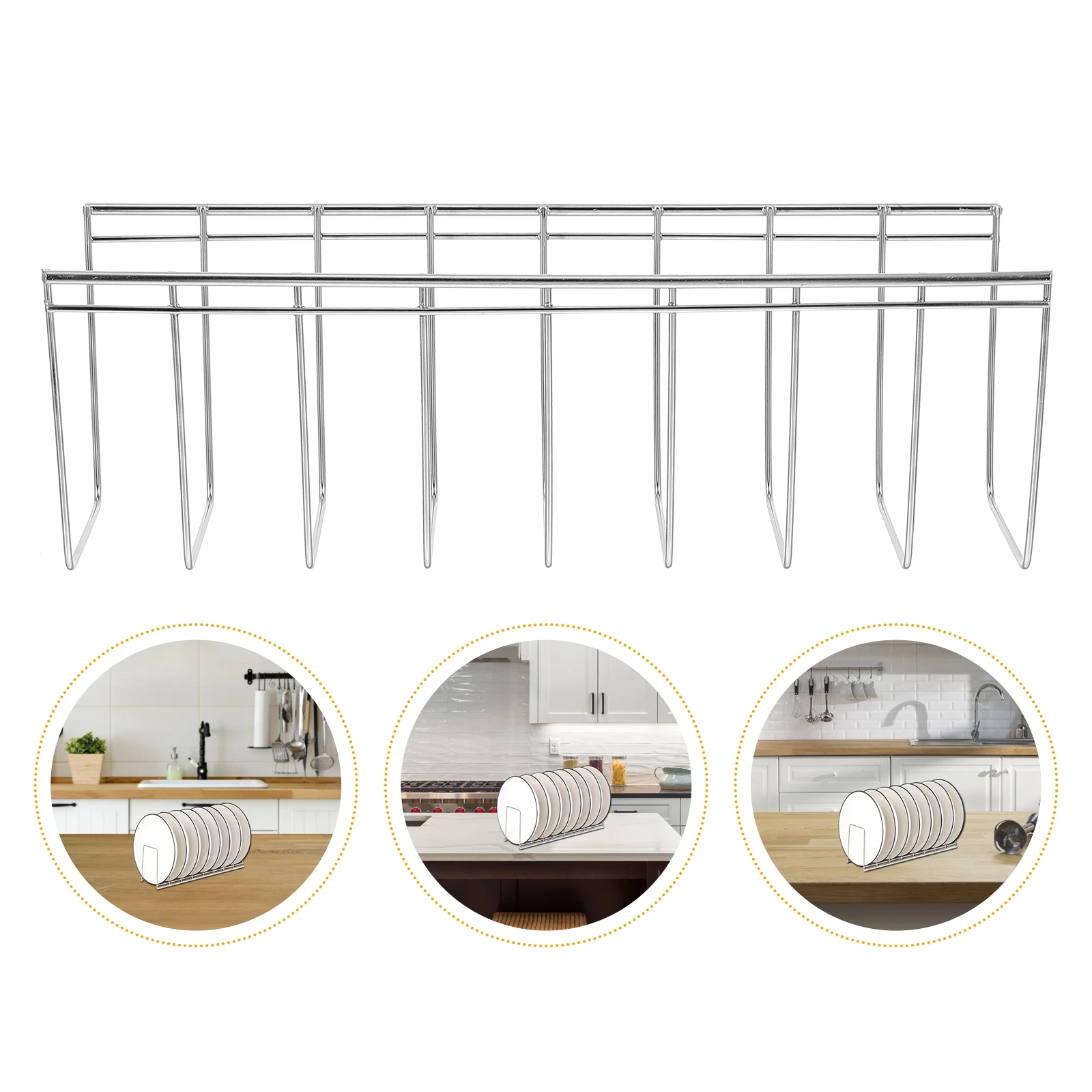 

Stainless Steel Plate Holder Pan Organizer Pot Lid Rack Kitchen Counter Table Storage Dish Drainer Multifunctional Kitchen Bowl