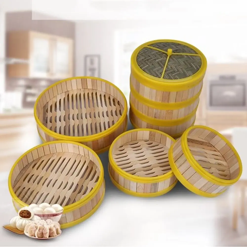 Bamboo Wooden Steamer Kitchen Cookware Fish Rice Dim Sum Basket Rice Pasta Cooker With Lid food Steamed stuffed Bun Steamer