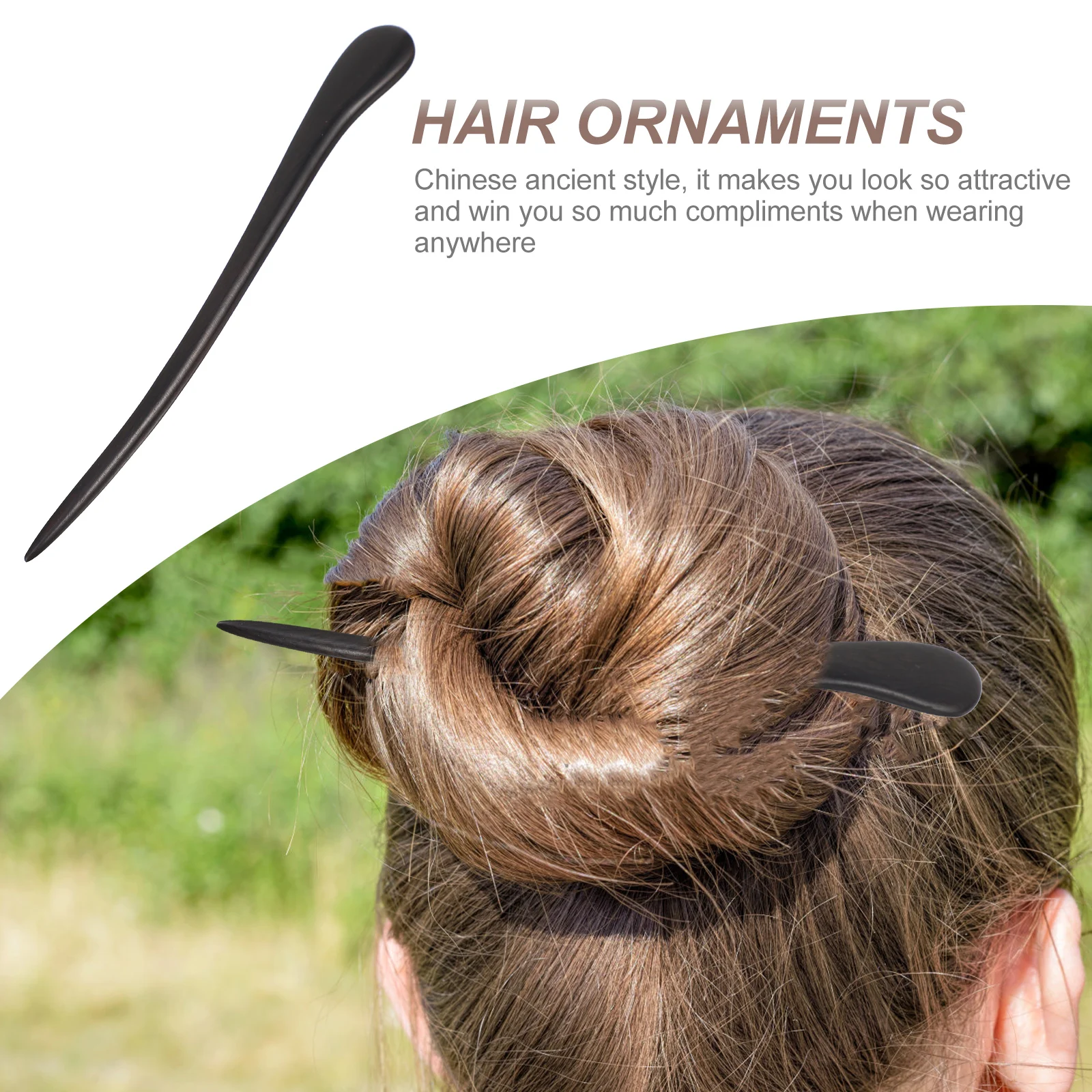 

Durable Lightweight Black Ebony Hair Stick Retro Hairpin Chinese Style Headdress for Women Girls Attractive Gift