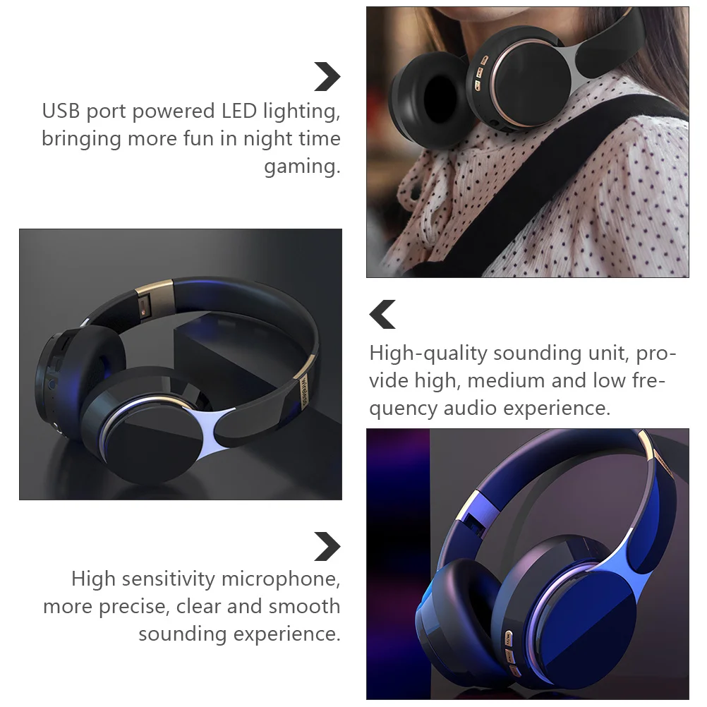 

Wireless Headphones Over Ear Foldable Adjustable Comfortable Hifi Sound Bass Stereo Gaming Office Use Long