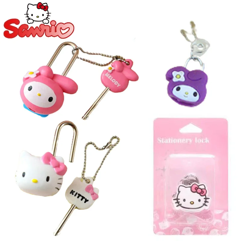 Sanrio-Mini candados de Hello Kitty, caja de joyería de viaje de Anime, libro diario, Maleta, lindo cajón, mochila, cerradura, regalo para amigo