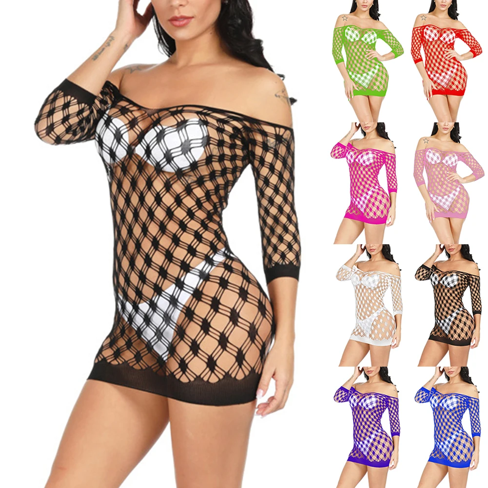 

Hot Women Hollow Out Bodystockings Sexy Lingerie Fishnet Bodysuit Transparent Thin Body Stocking Dress Nightwear Sleepwear Net