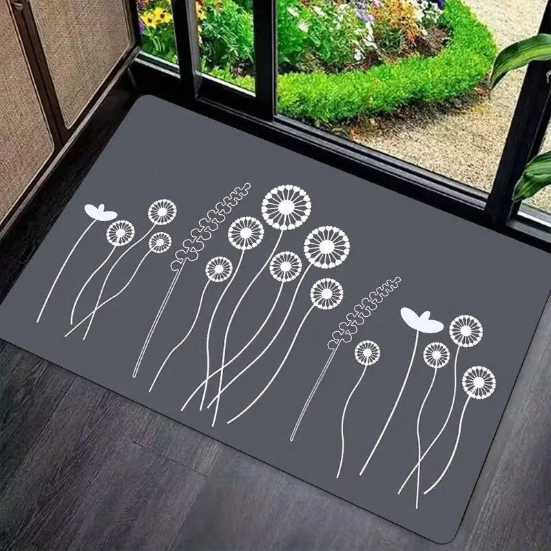 Elegant Seed Motif Floor Mat Durable Non Slip Entryway Rug For Kitchen Bathroom And Minimalist Home Use