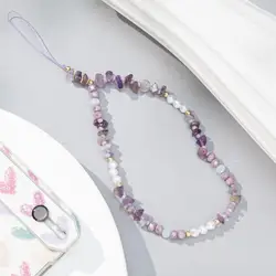 Trendy Stone Pearl Beads Mobile Phone Chain Women Girls Cellphone Strap Anti-Lost Lanyard Hanging Cord Jewelry Bracelet Keychain