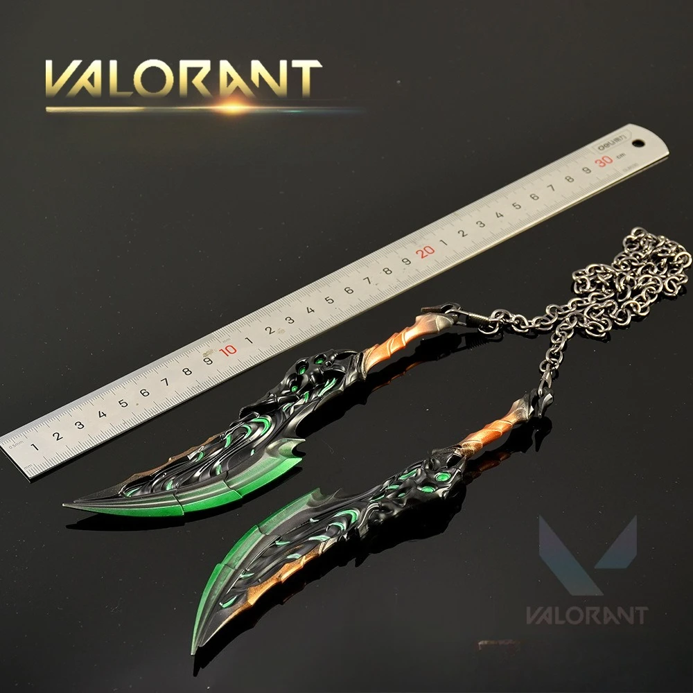 Flood Fury Double Chop Knife 19 cm/7.48 pollici Valorant Periferiche di gioco Tutto in metallo Arma Cosplay Coltelli Modelli Artigianato Regali Giocattoli
