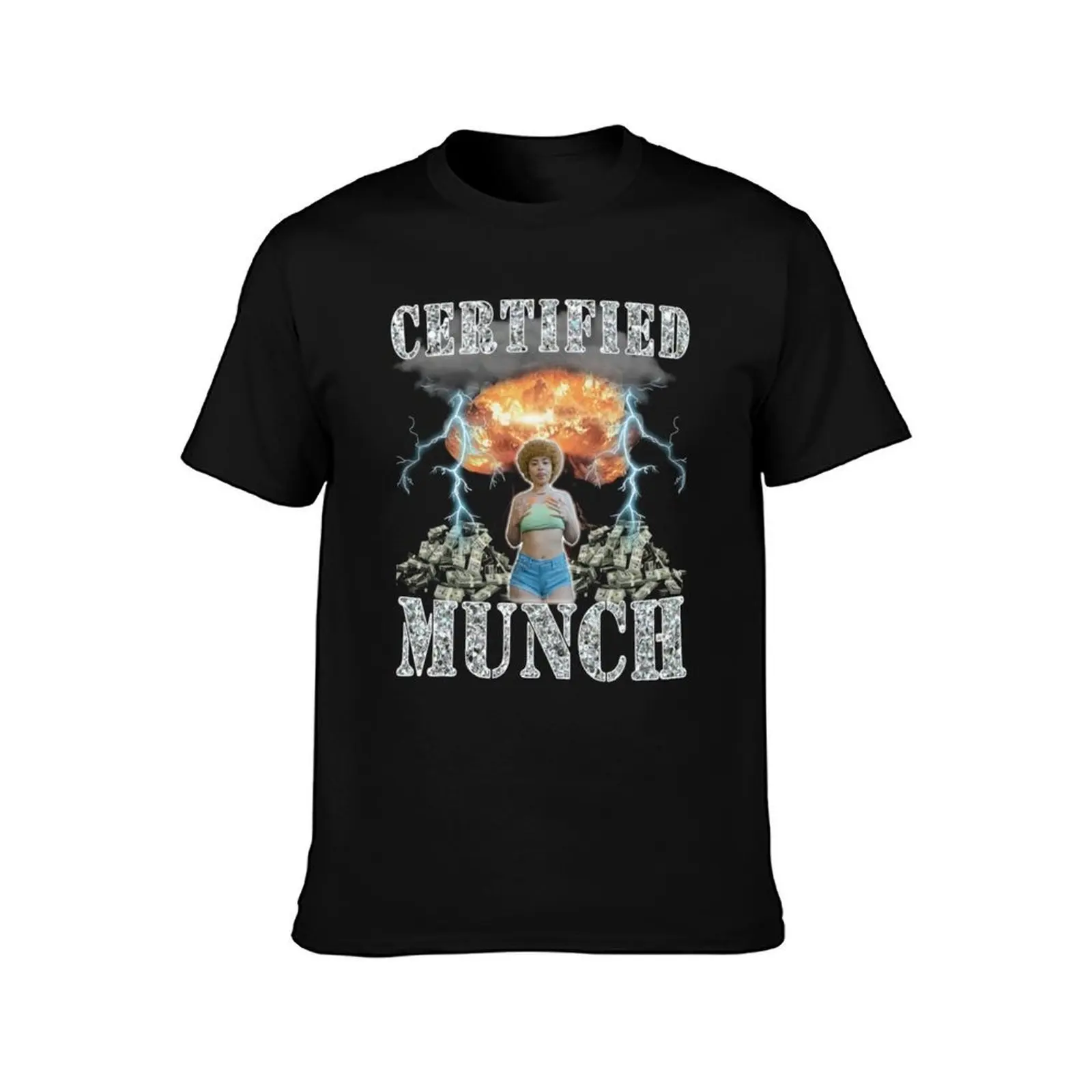 Certified Munch T-Shirt, Summer Casual Cotton Tee, Oversized Streetwear Tops, Vintage Graphic Print, Loose Fit Short Sleeve