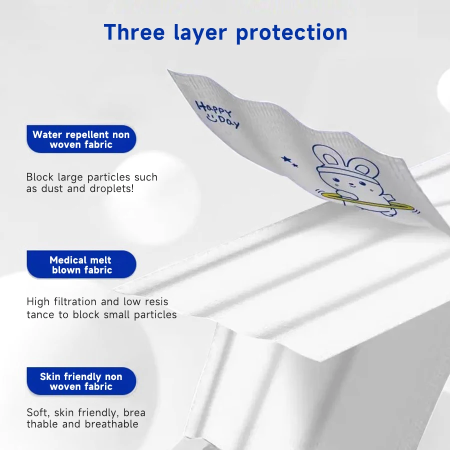 10/50 قطعة قناع غير قابل لإعادة الاستخدام أزياء شخصية قناع أبيض أزرق لطيف الدب الكبار تنفس غطاء للفم ملفوفة بشكل فردي #2