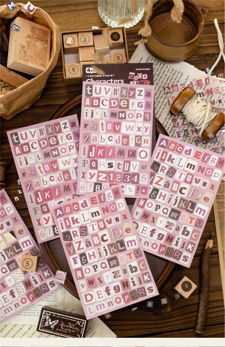 Journal GO Retro Buchstaben- und Zahlen-Aufkleber, Vintage Buchstabenblock-Aufkleber für Scrapbooking, Journaling und DIY-Bastelarbeiten – Detail 9