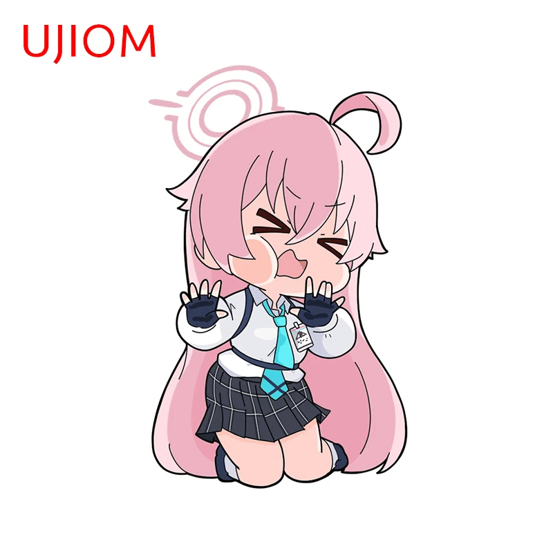 UJIOM Blue Archive Pink Hair Girl Cute Wall Stickers Amusing Loli Face Against Glass Decals Creative Bedroom Accessories
