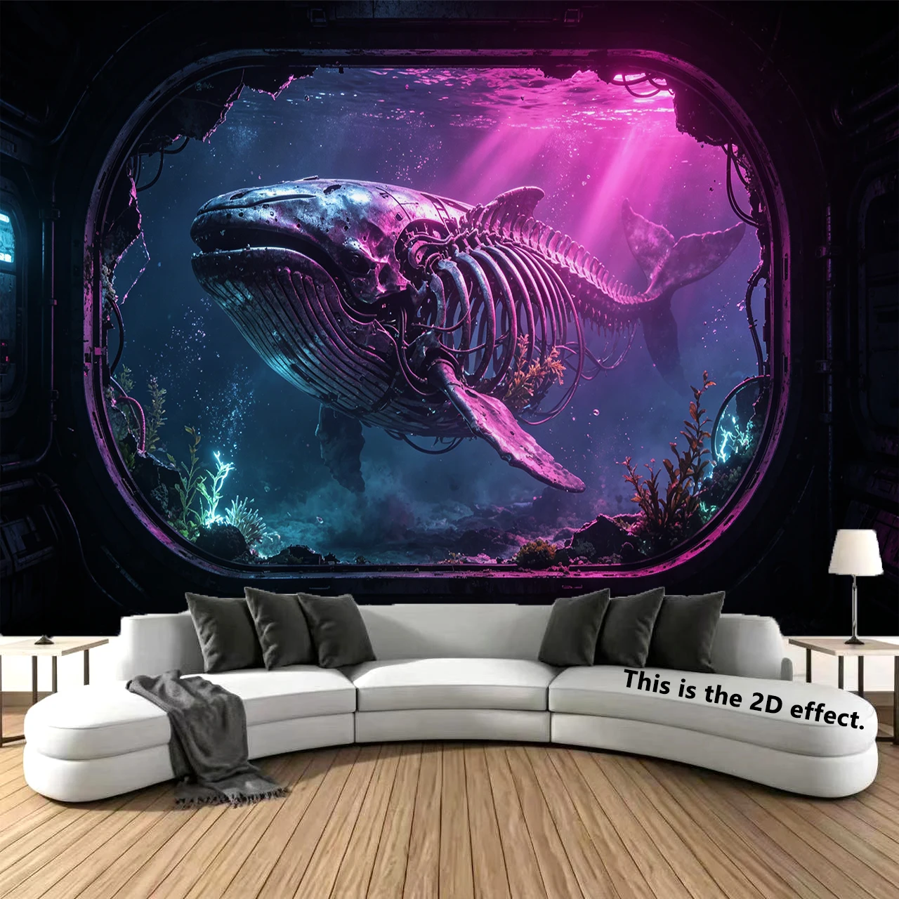Cyberpunk Mechanical Whale Tapestry Background Cloth Hanging Cloth Bedroom Bedside Decorative Wall Cloth Dormitory Tapestry