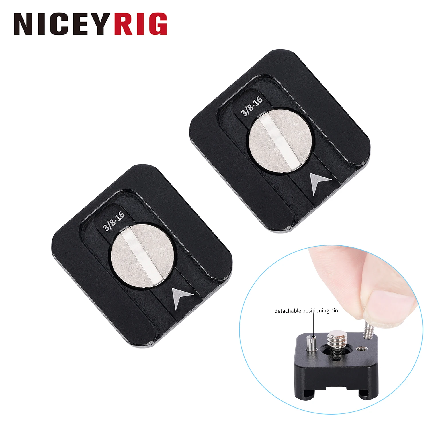 Niceyrig Cold Shoe Mount with Arri Locating Screws(3/8&1/4) Comes with Detachable Locating Pins-2Pack