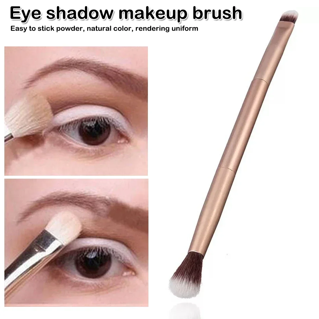 فرش مكياج ظلال عيون ذهبية أداة فرشاة تجميل متعددة الوظائف ذات نهاية مزدوجة مكياج شامبانيا ظلال عيون #1