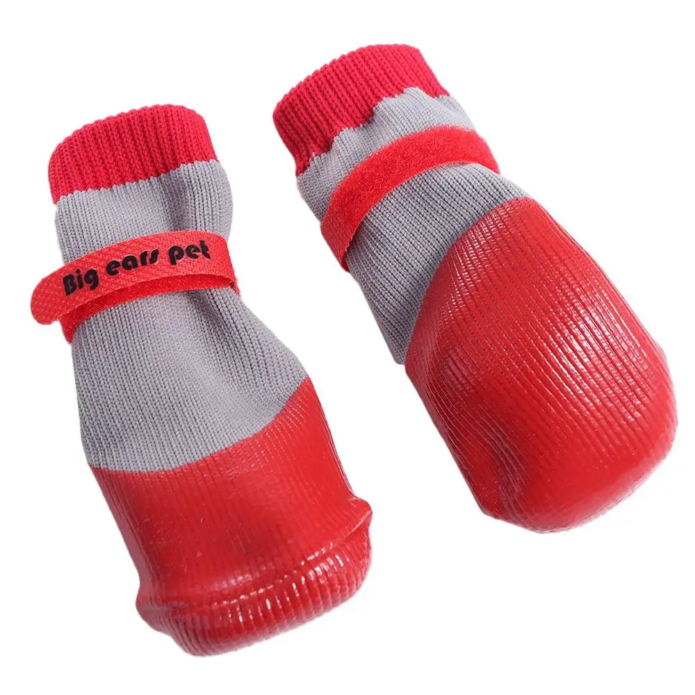 4pcs/set Soft Waterproof Puppy Socks Shoes Non-slip Warm Anti-dirt Teddy Foot Cover Wear Resistant Not Fall Off