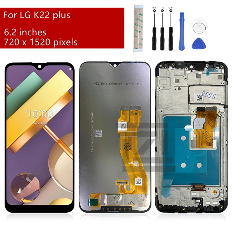 for LG K22 Plus LCD Display Touch screen Digitizer Assembly With Frame For LG K22+ Screen Replacement Repair Parts 6.2\