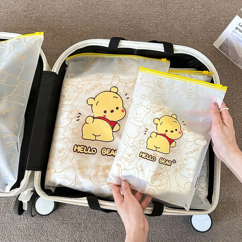 5pcs Disney Pooh Winnie Bear Shoe And Clothing Storage Bag Cute Travel Dirty Clothes Sorting Bag Sealed Waterproof Packaging Bag