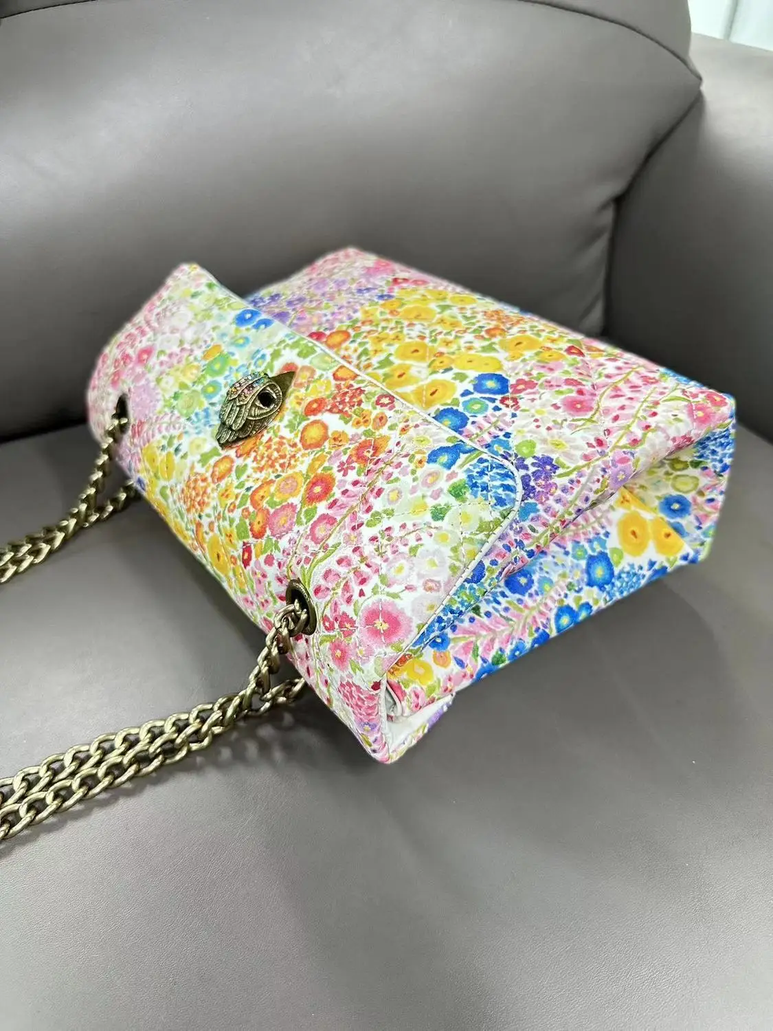 British kurt Geiger classic fashion printed women\'s bag small fragrant style shoulder messenger chain bag French style