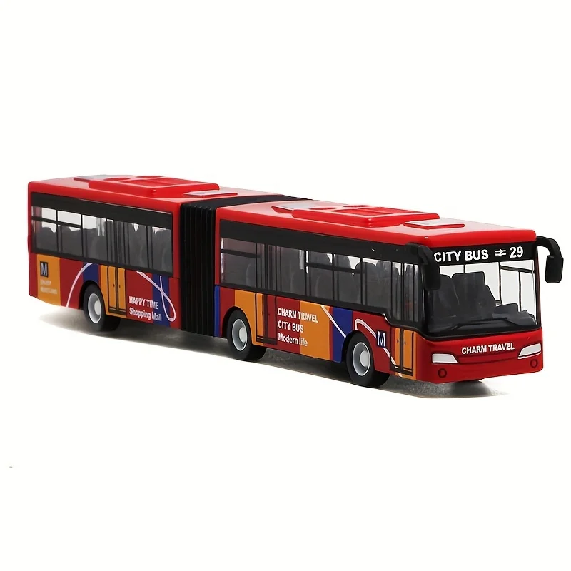 1 PCS City Bus Toy for Kids,Die Cast Alloy Pull Back Vehicles,Double-section Lengthened Toy Bus Model Cars Toys Educational Gift