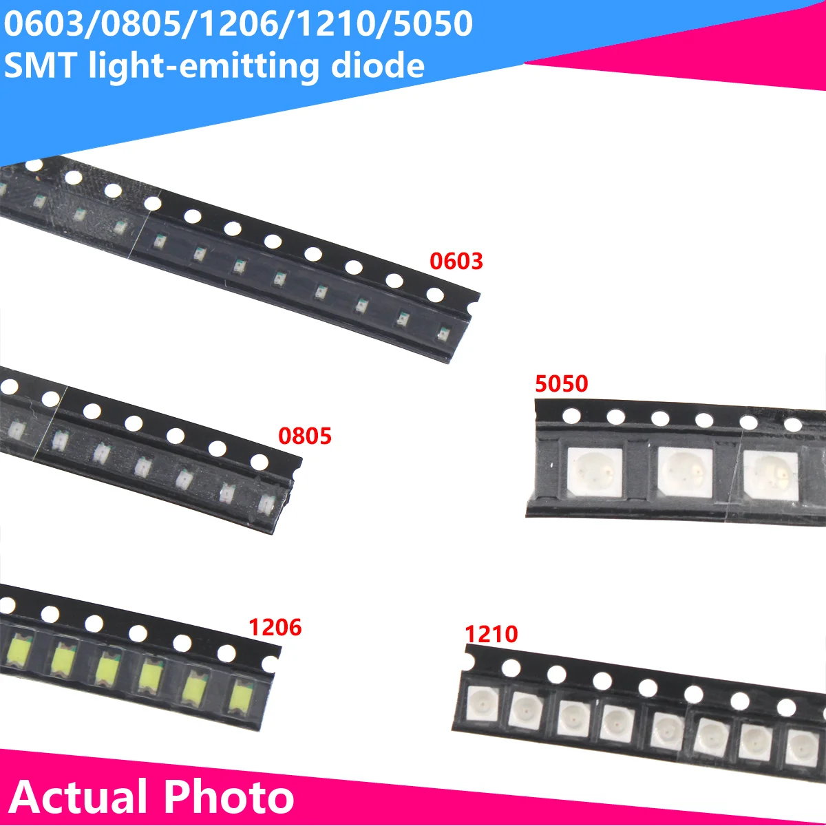 100/50PCS 0603 0805 1206 1210 5050 LED Patch Diode Patch LED LED Red White Green Yellow Blue