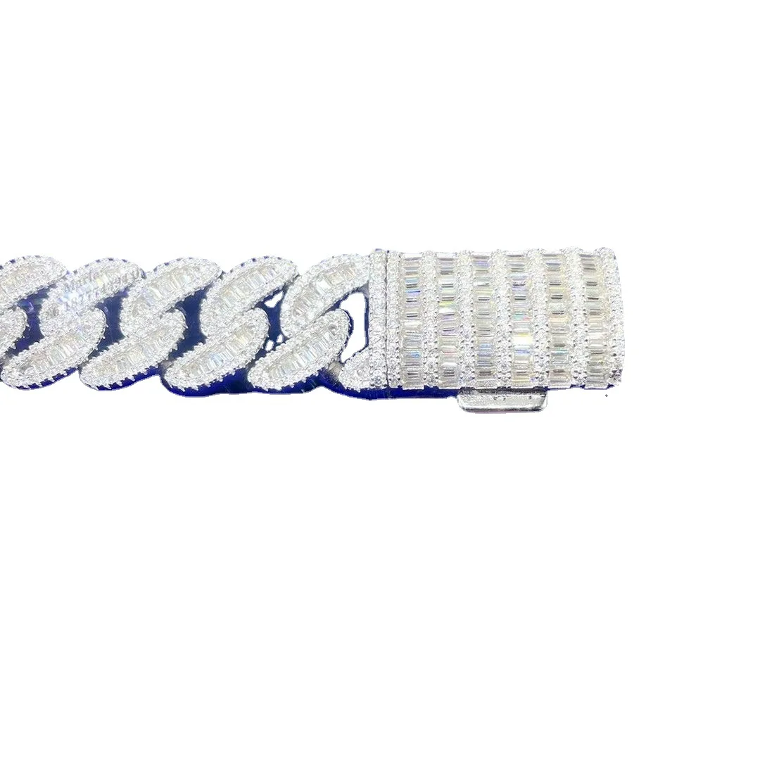 LYEE CYEE Iced-Out Cuban Link Necklace S925 Silver Moissanite Full Circle Bling Hip Hop Luxury Handmade Jewelry