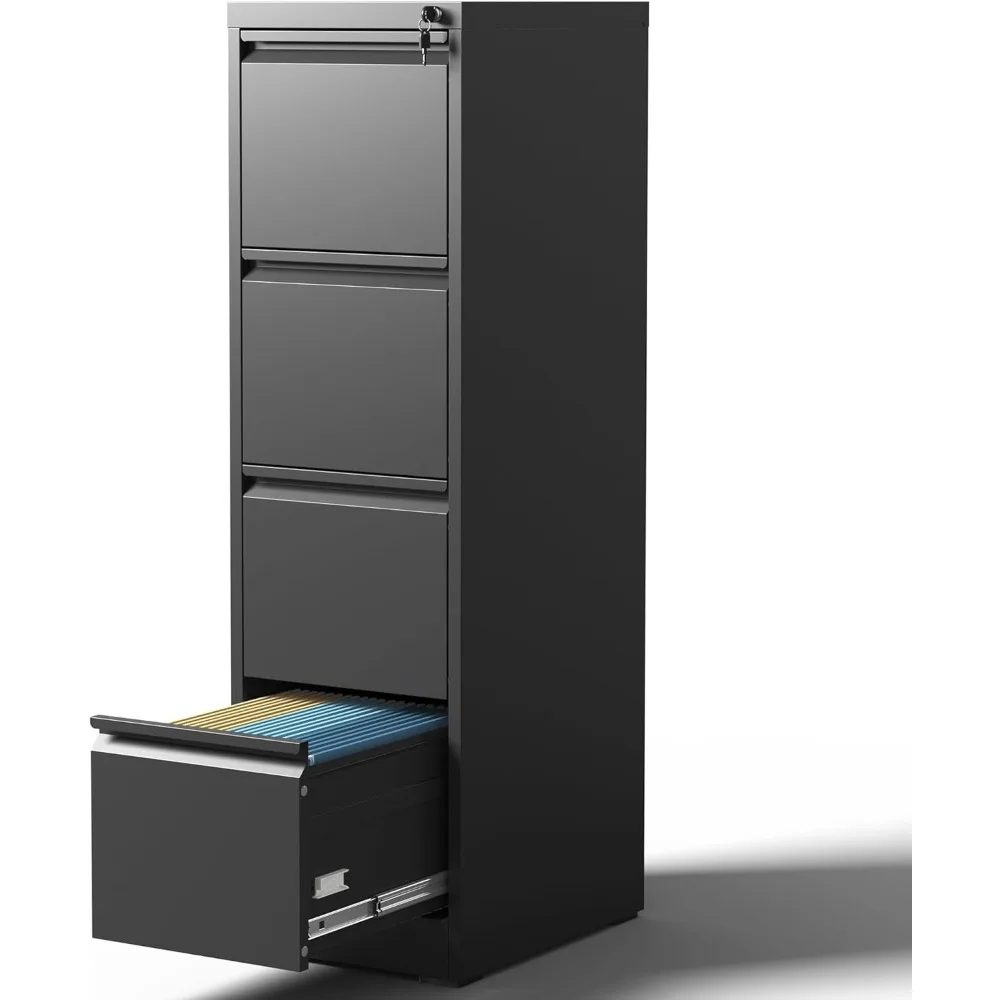 

4 Drawer File Cabinet with Lock, Steel Vertical Filing Cabinets for Home Office, Metal Storage Cabinet for Hanging Legal/Letter