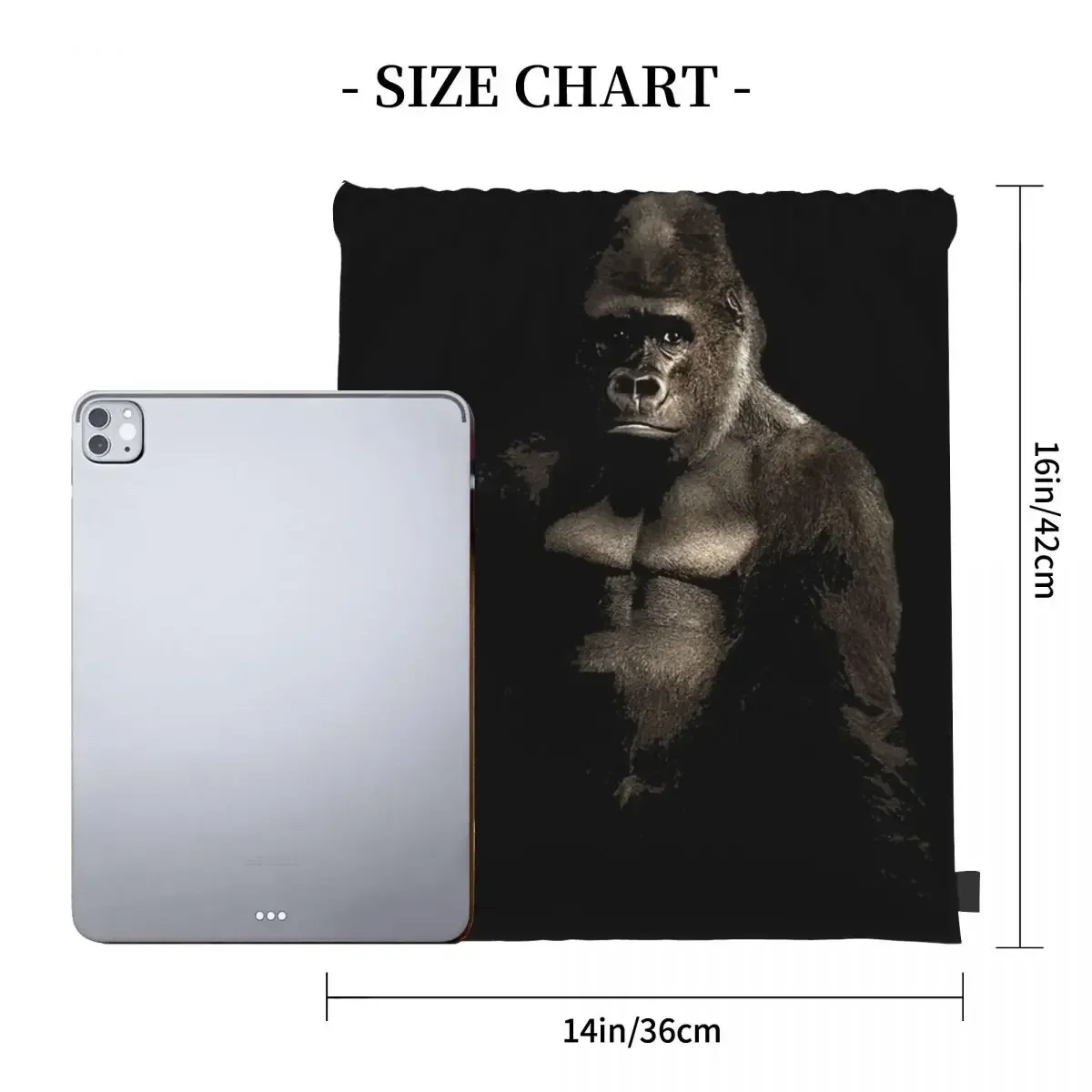 Gorilla Art Design For Ape Lovers Backpacks Drawstring Bags Drawstring Bundle Pocket Sports Bag BookBag For Man Woman Students