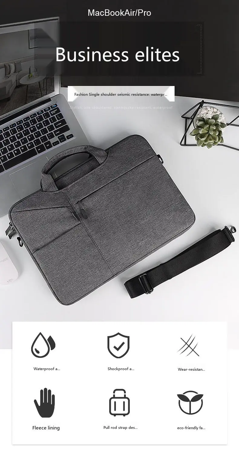 Oxford Laptop-Umhängetasche 14 15 Zoll Wasserdichte Aktentasche für MacBook Tragbare Schulter-Handtasche – Detail 1