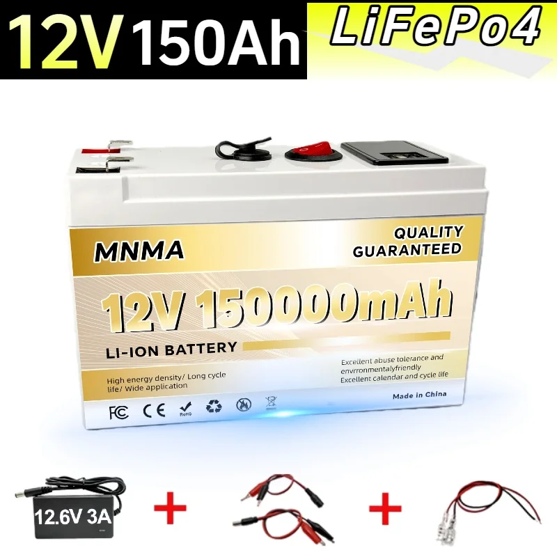 

2025 150Ah 12.8V LiFePO4 Battery,Built-in BMS 100A BMS Grade A Cells 6000+ Cycles Low Temp Protection Solar System Marine Boat
