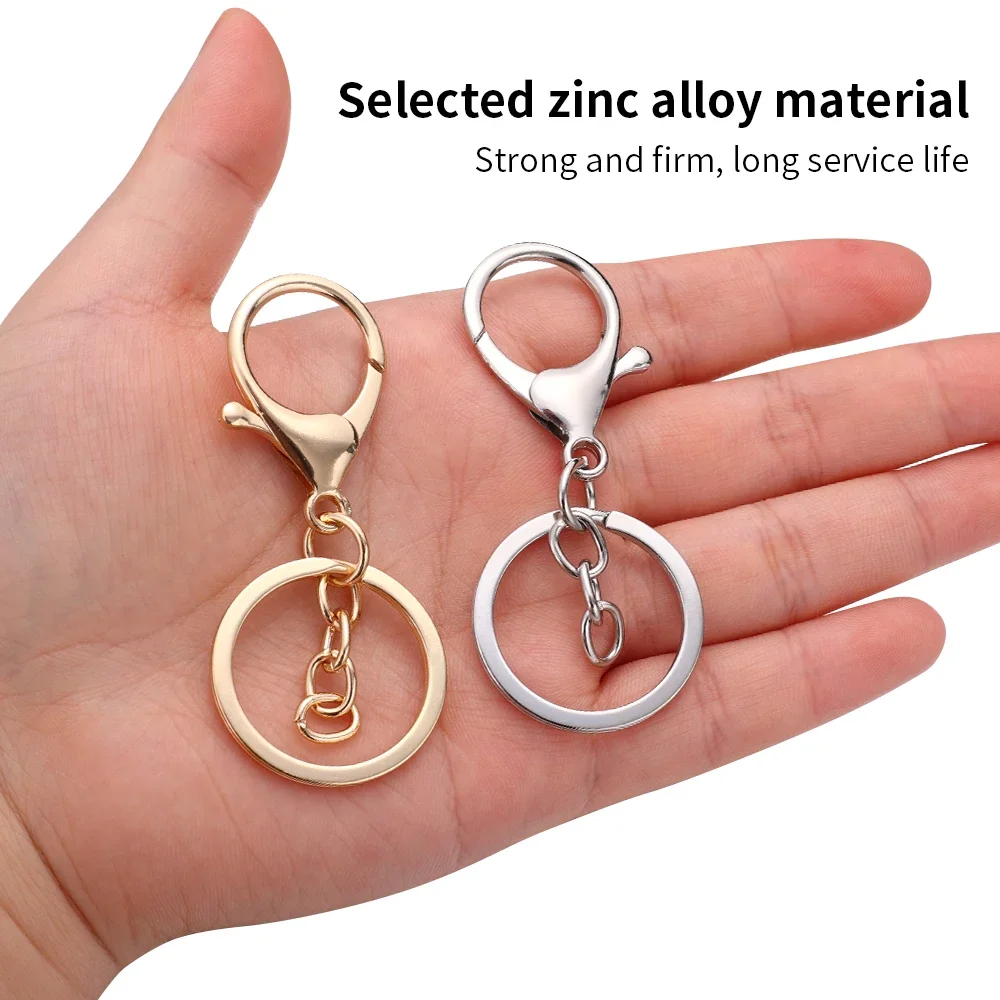 5/10pcs Lobster Clasps Lanyard Snap Hooks with Key Rings Metal Key Chain Lobster Claw Clip Hook for Keychains Jewelry DIY Crafts