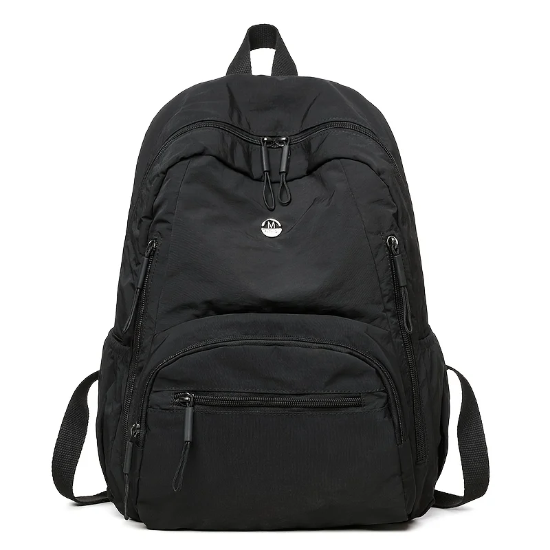 Nylon Unisex Backpack Solid Color Lightweight Multi functional Large Capacity for School College Travel Students Fashion Casual